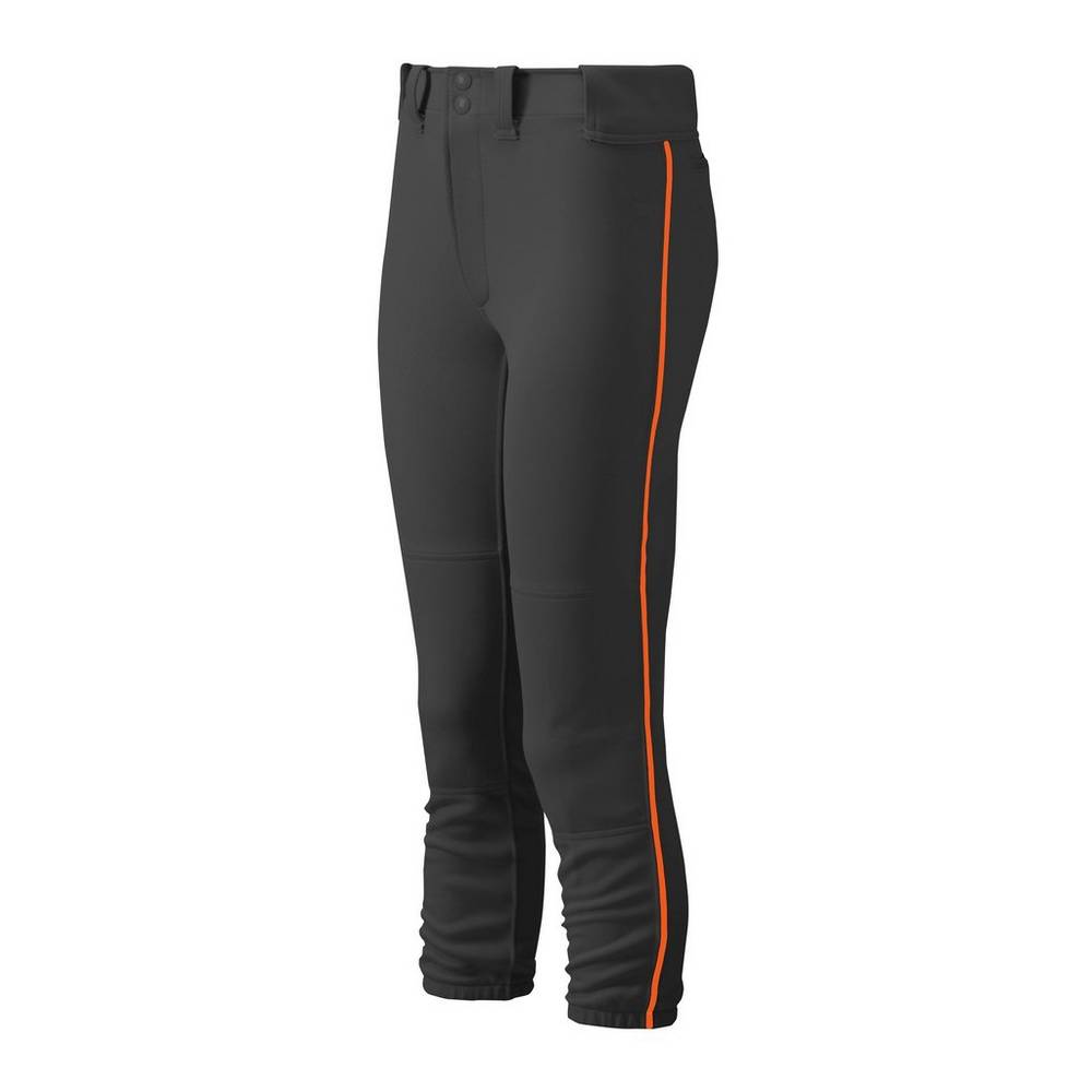 Pantalones Mizuno Belted Piped Mujer Negras/Naranjas Baratas NEJU-07315